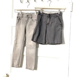 Children’s Place Boy Gray Skinny Jeans & Gray Cotton Shorts- Size 6